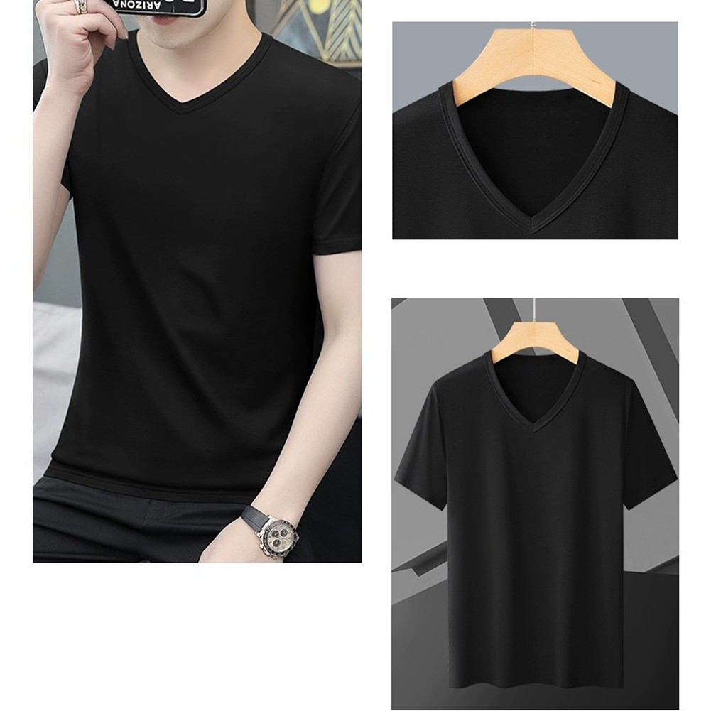 Fashionable Men’s V Neck Top with Elastic Fabric for Comfort and Style