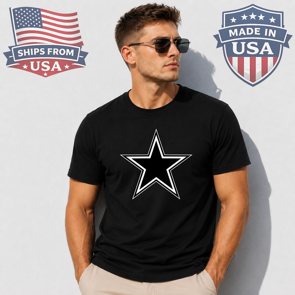 Black Star Graphic T-Shirt Simple Star Symbol Design