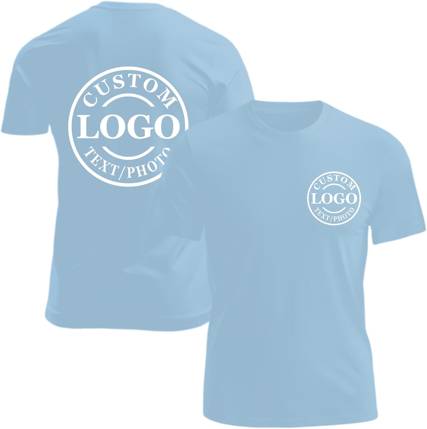 Custom Business Logo T-Shirt Front Back Upload Photo Text Logo 100% Cotton