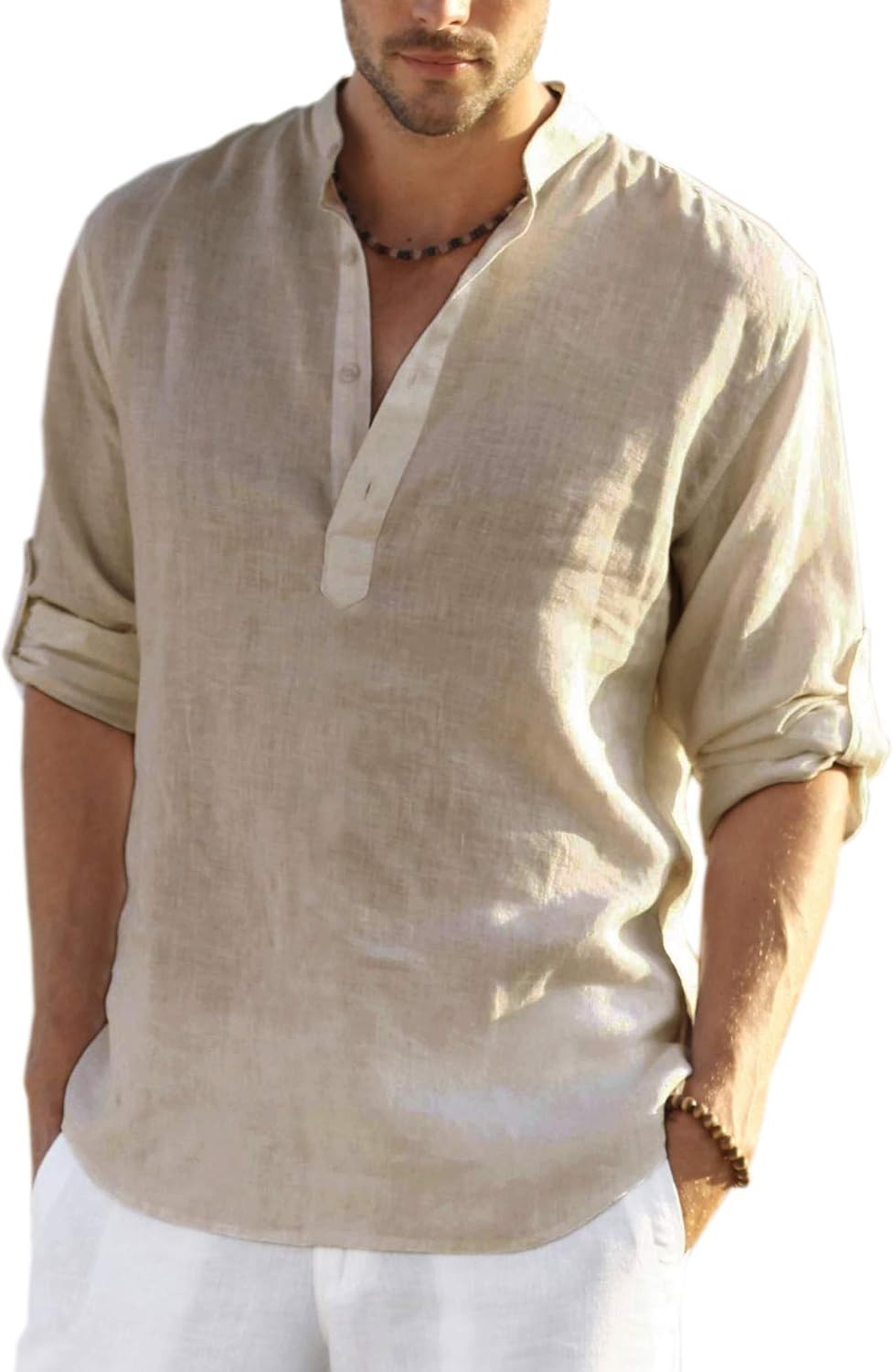 Men’s Shirt Long Sleeve Size XX-Large Relaxed Fit Versatile Cotton,Linen Mens