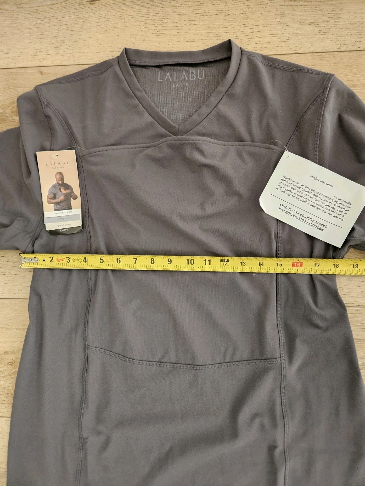 NWT New Lalabu Dad Shirt Simple Gray Size Large, Baby Wearing Newborn Hands Free