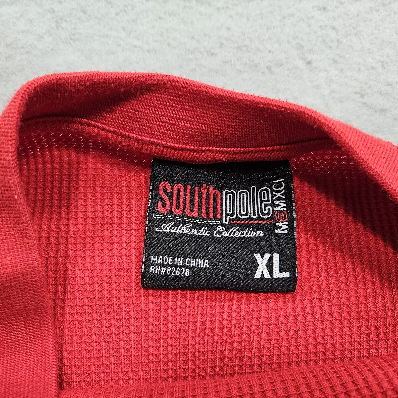 Southpole Waffle Knit Thermal Shirt Mens XL Fire Engine Red Fitted Slim Classic