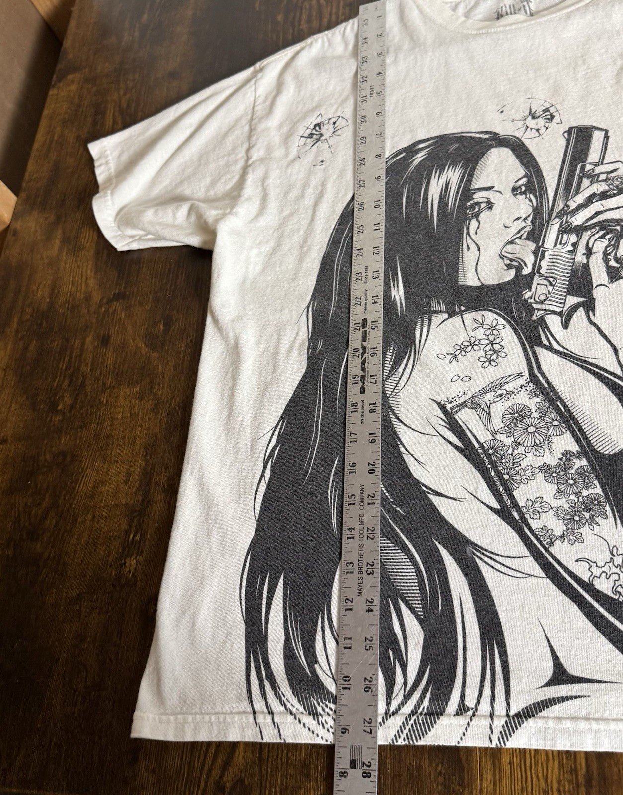 Kill It Gun Girl Tattoo Print “Addicted to Chaos) T Shirt Sz L Grunge Metal Tat