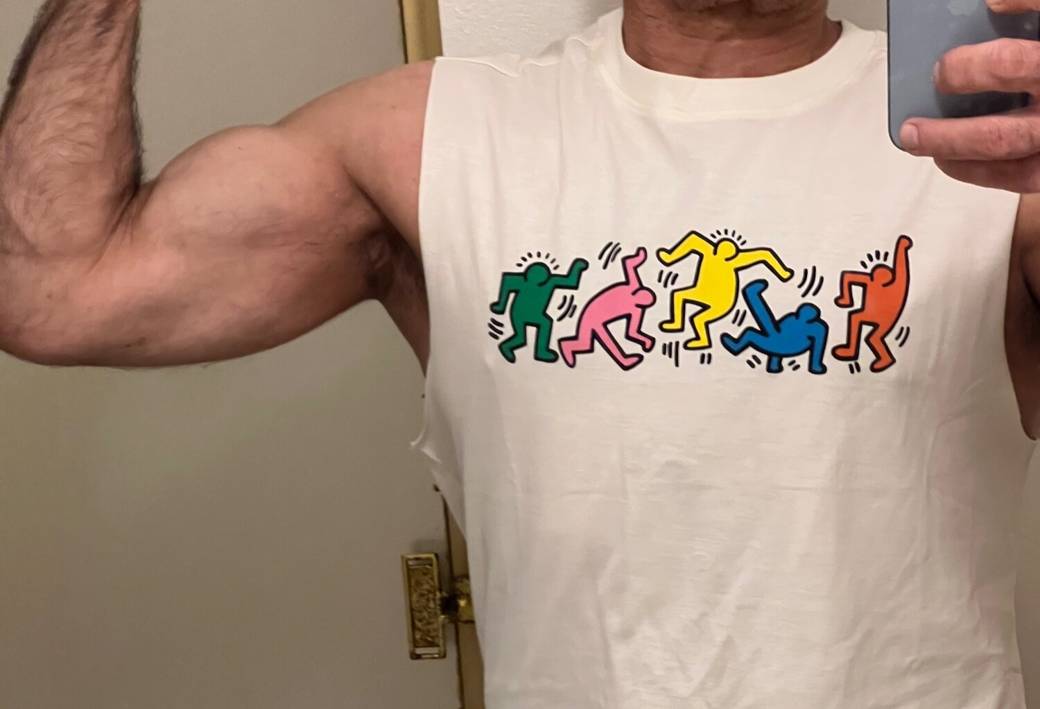KEITH HARING Licensed Muscle Shirt NEW S, M, L, XL, XXL PRINT ON BOTH SIDES NWT
