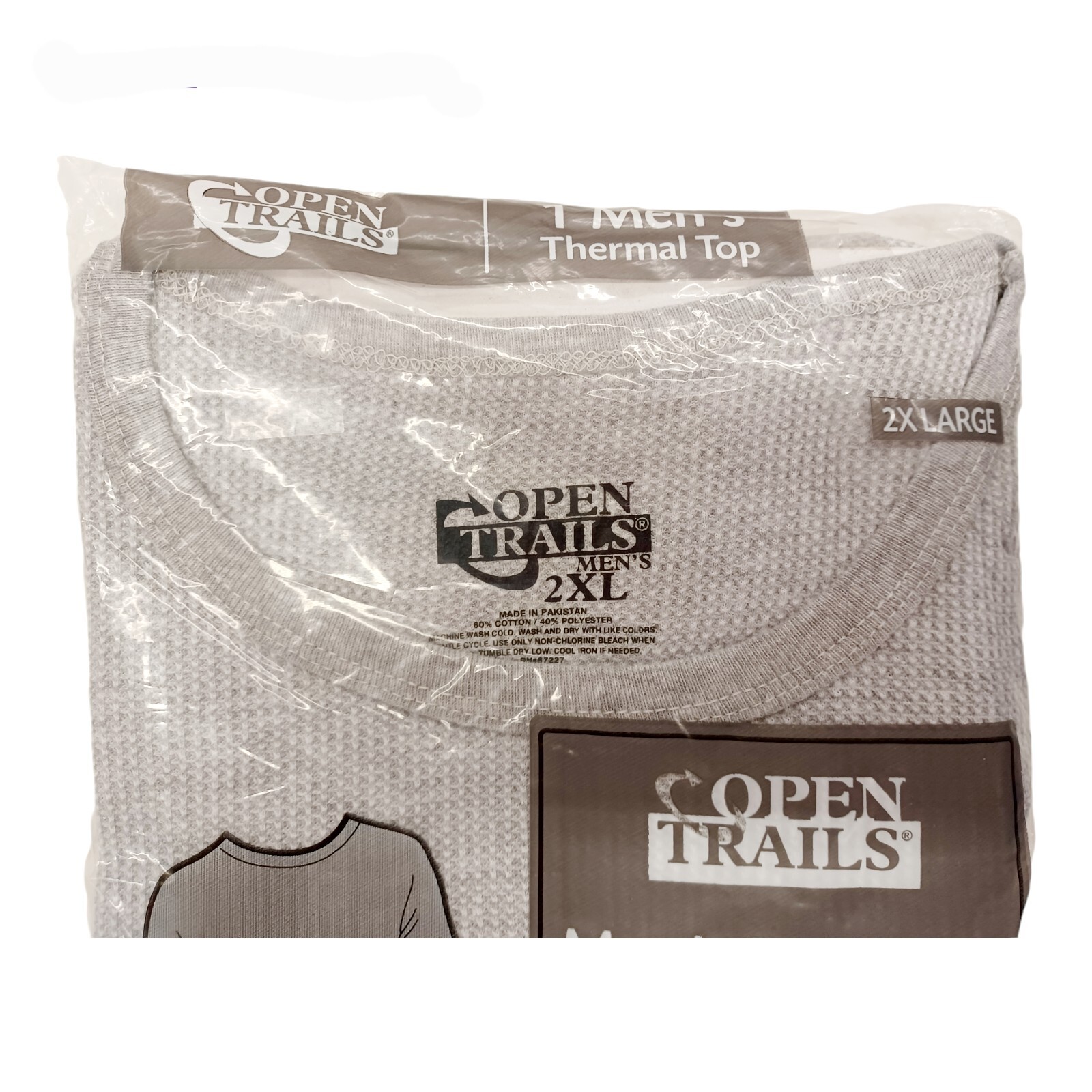 Open Trails Thermal Underwear Top-2XL-Men’s Gray Base Layer