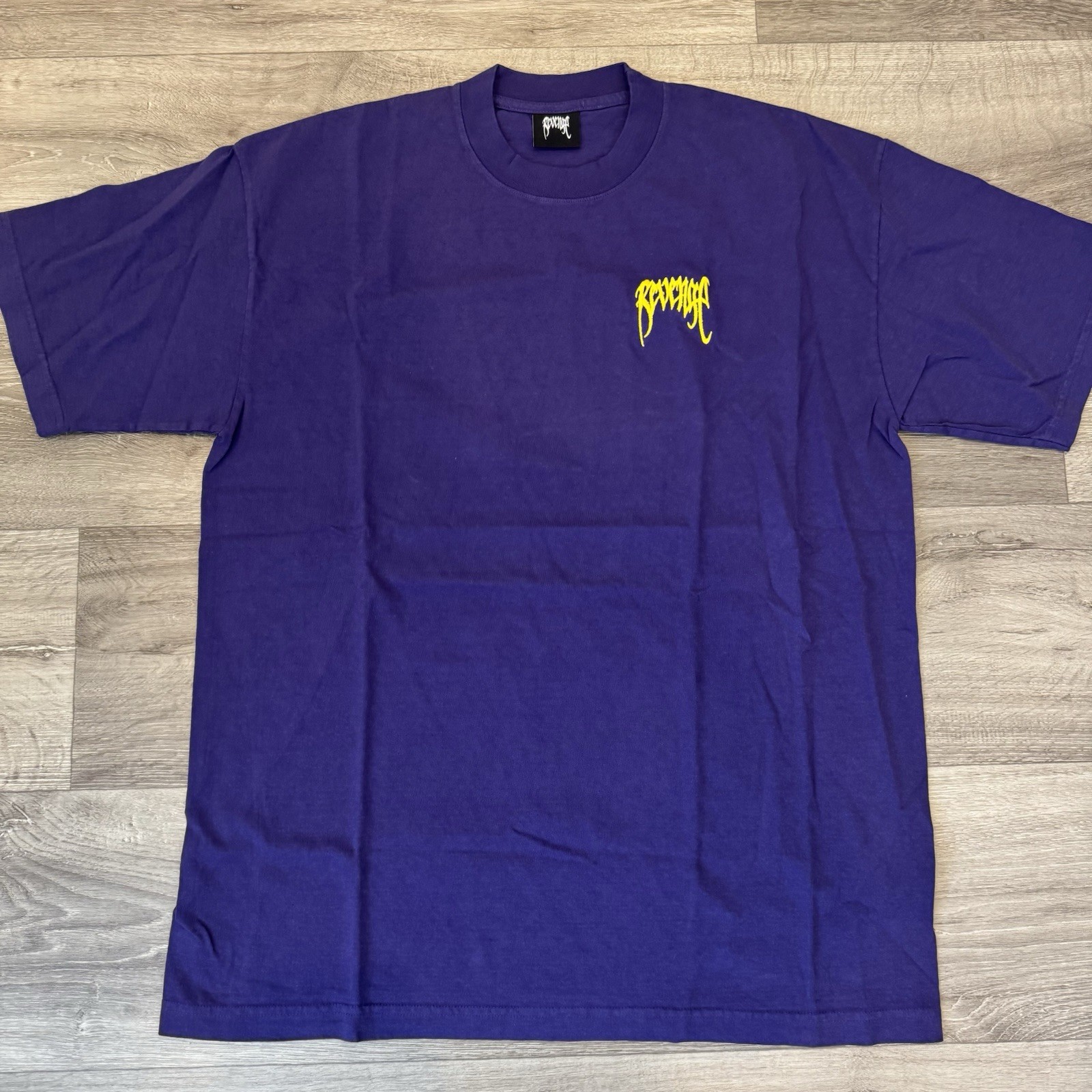 Revenge Basic Purple Embroidered Crew Neck cotton T-Shirt Size Men’s Large NEW
