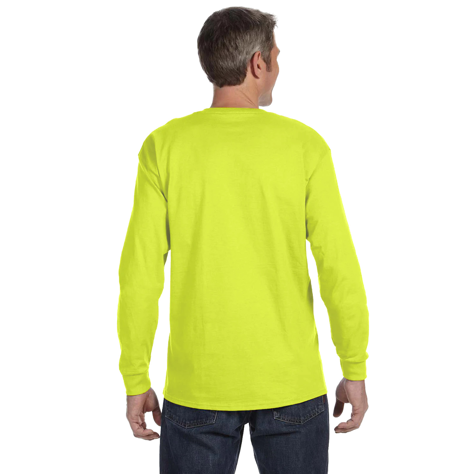 Gildan Safety Green & Orange Mens Tee Crewneck Long Sleeve T-Shirt S-3XL – 5400