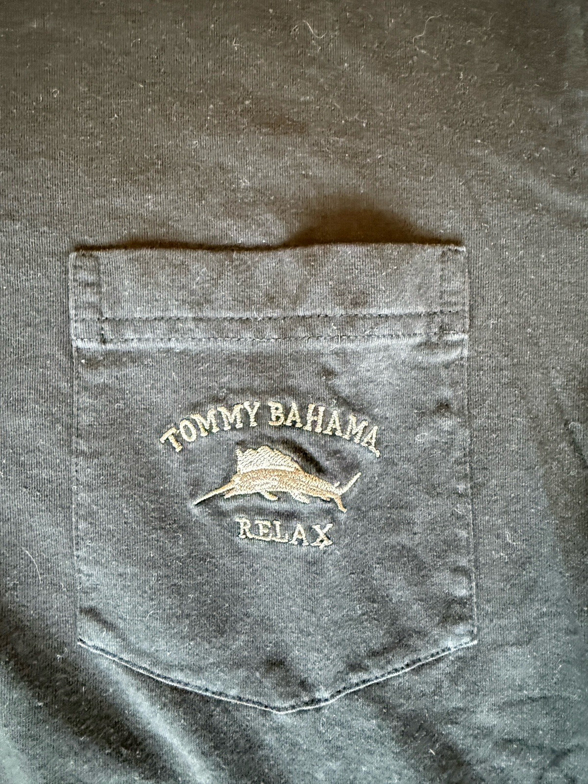 Tommy Bahama Relax Men’s Black Pima Cotton Pocket Marlin Logo Tee L