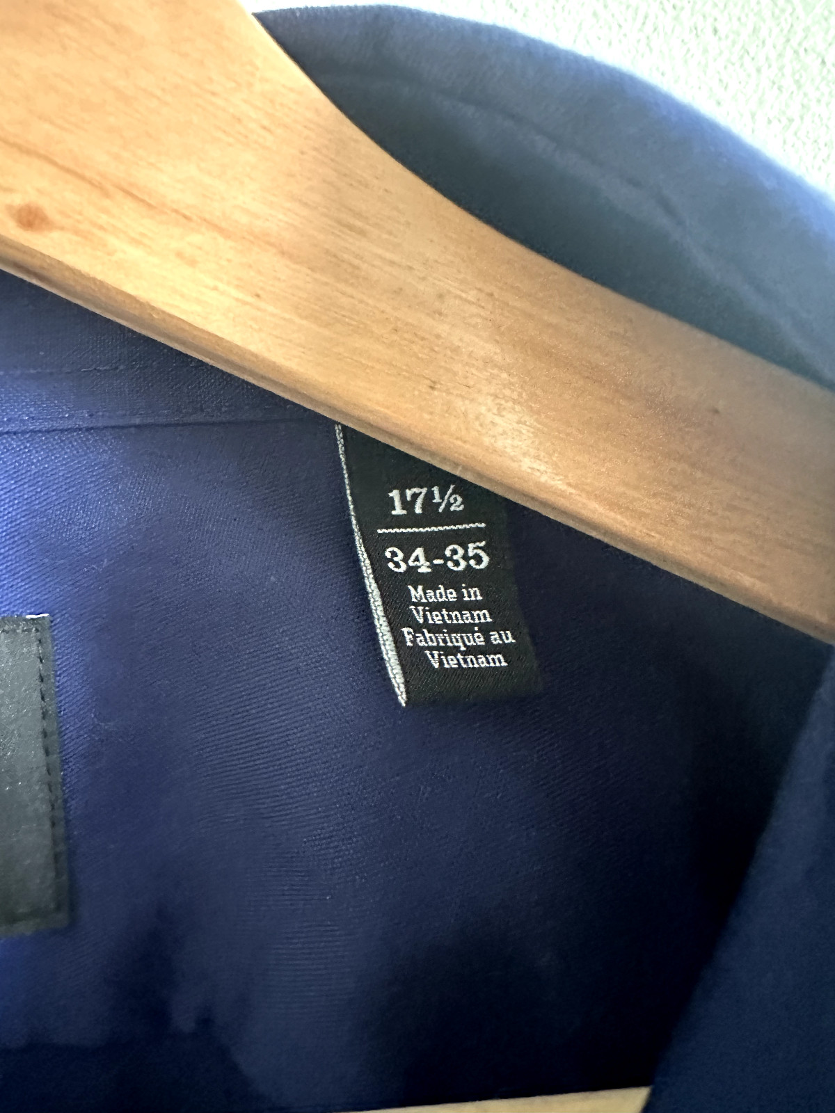 Nordstrom Mens cotton non iron trim fit short sleeve shirt in navy 17.5 34-35