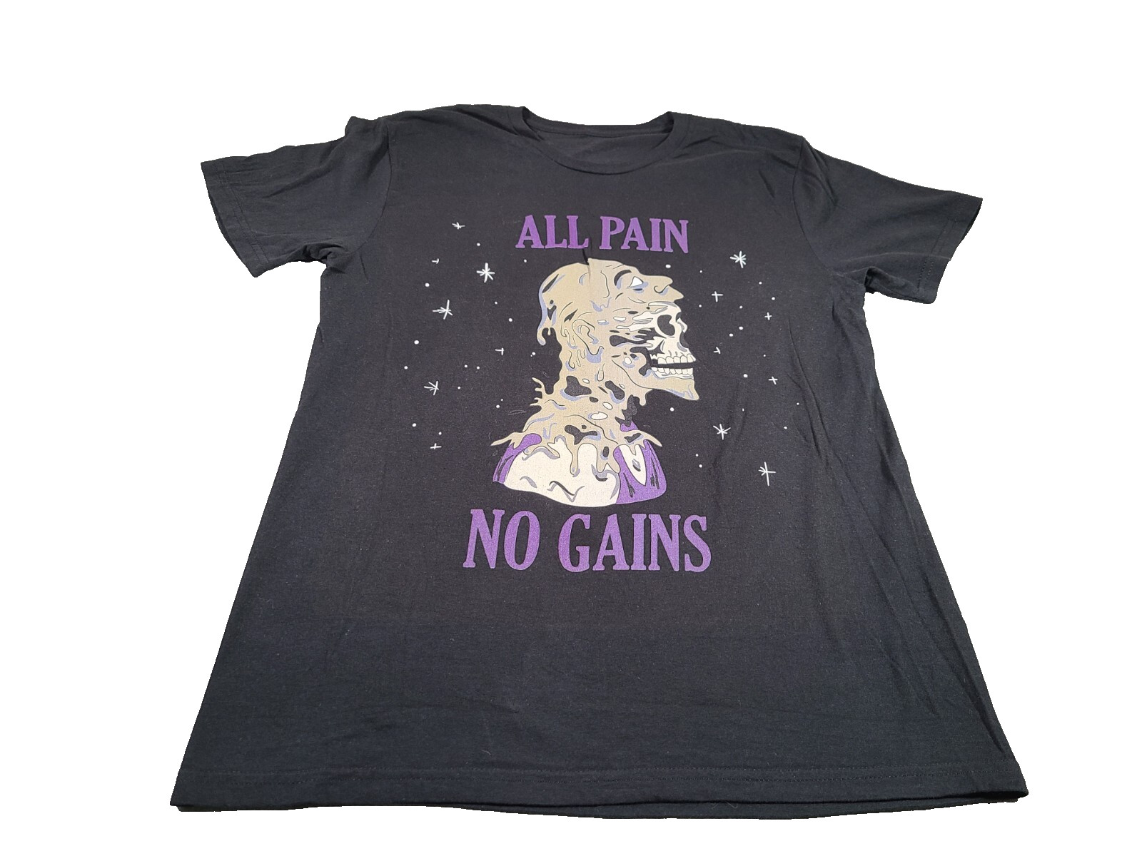 Bodybuilding Shirt Mens Medium Fitted Skull Weightlifting All Pain No Gains Tee