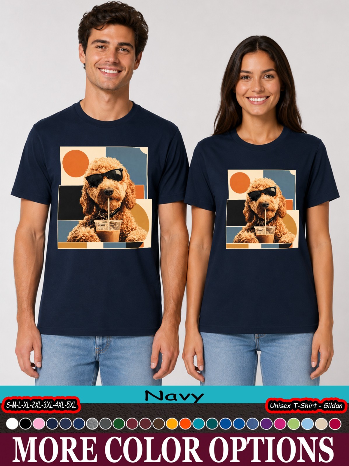 Goldendoodle Iced Coffee Shirt, Dog Sunglasses Pup Graphic Tee-tien
