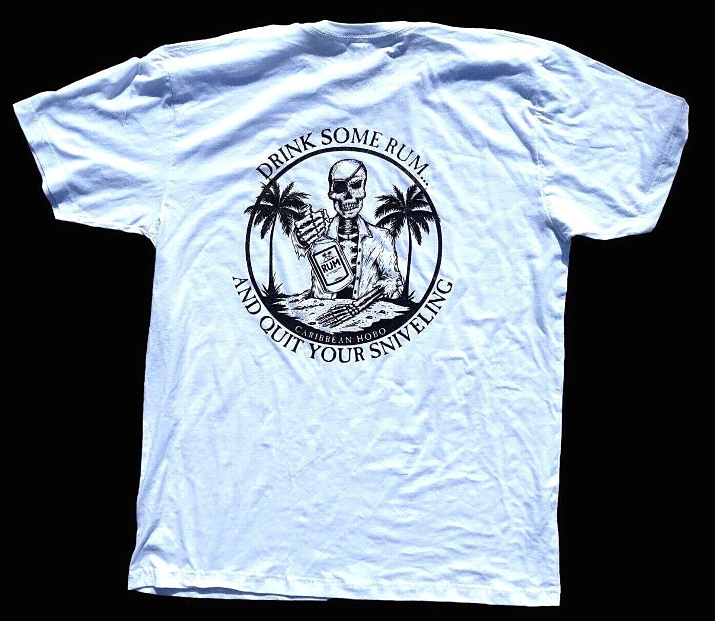 Caribbean Hobo Drink rum sniveling T-shirt key west island Florida pirate white