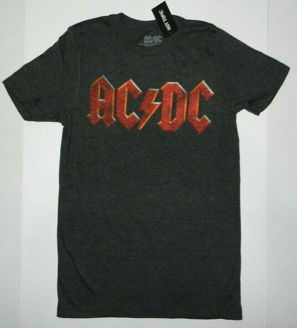 AC/DC Distressed Logo Rock Band Short Sleeve Crew Neck AC DC Tee Shirt New