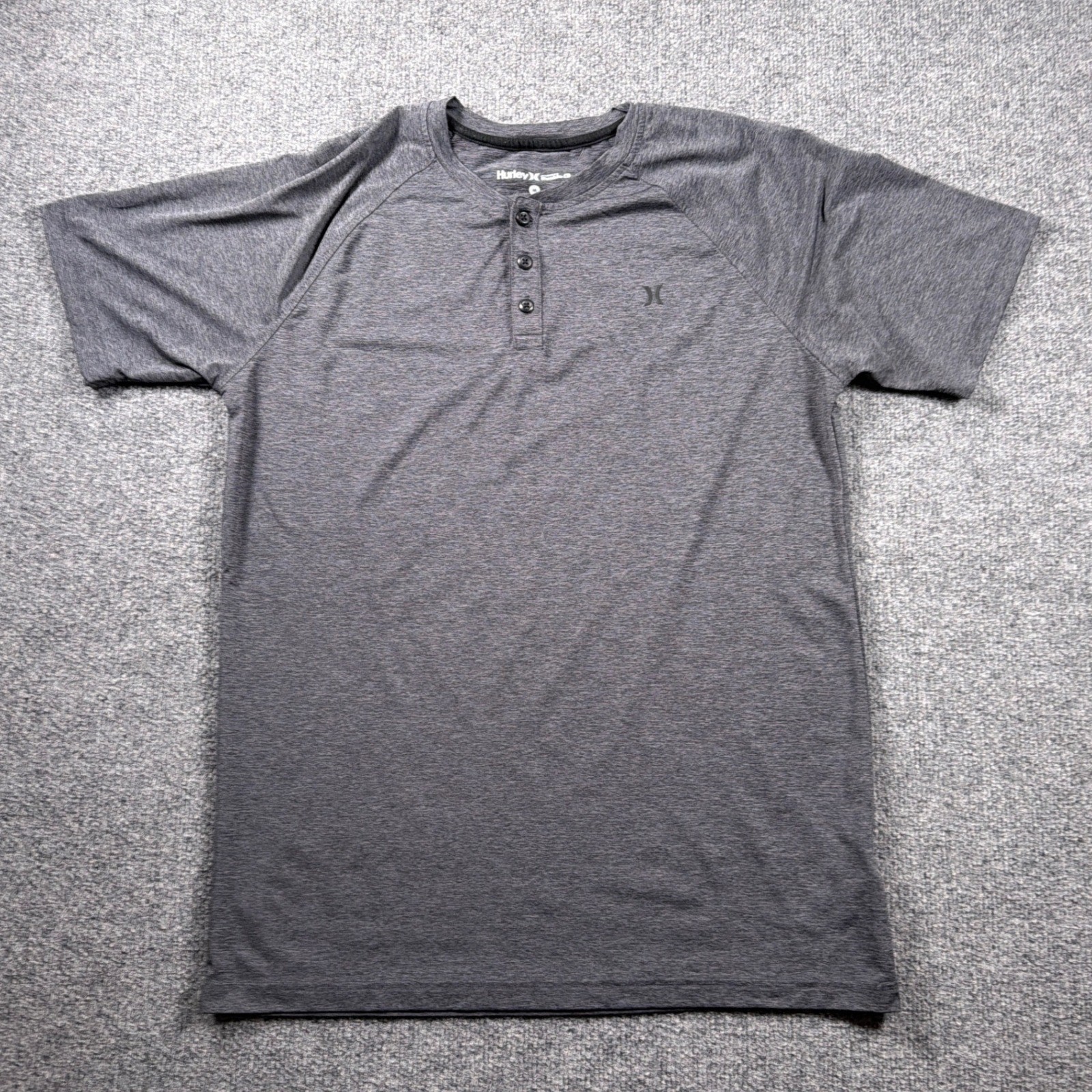 Hurley Buckle Henley Shirt Mens Medium Gray Short Sleeve Raglan