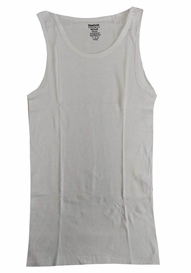 NEW*Reebok Men’s 5 Pack Cotton Classic Ribbed Tanks Undershirts, White, Medium