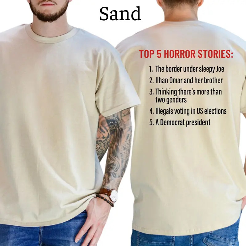 Top 5 Horror Stories T-Shirt, Mens Political Funny Shirts, Conservative Politica