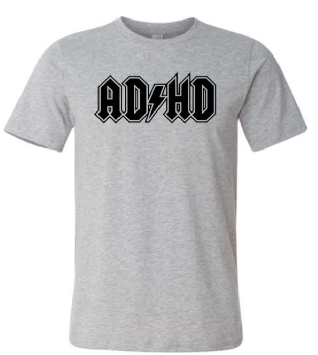 ADHD ACDC Rocker Guitar Bass Drummer Tee – Choose Your Size & Color!