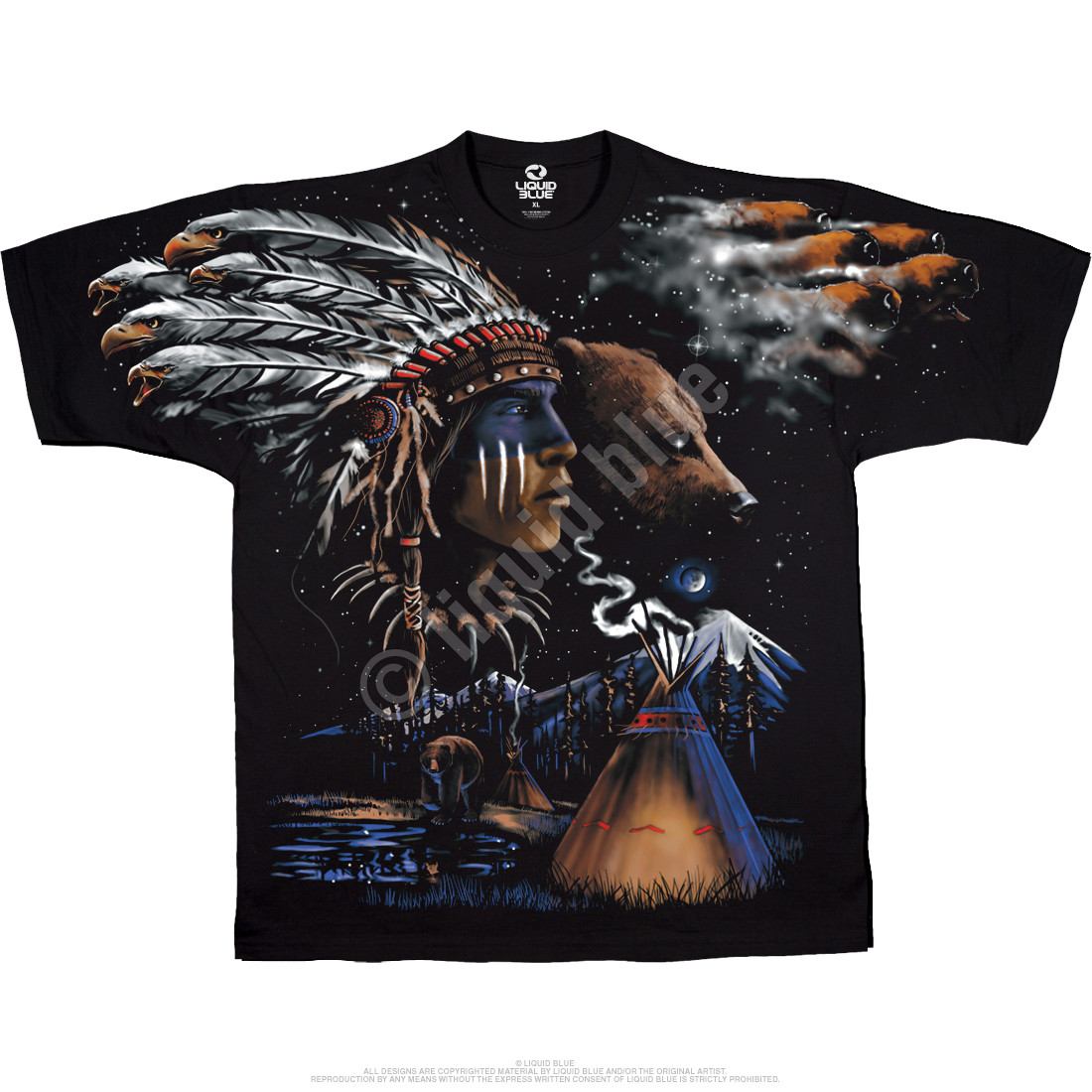 INDIAN BEAR-NATURE-SPIRIT-NATIVE-2 SIDED T-SHIRT L-XL-XXL Mystical