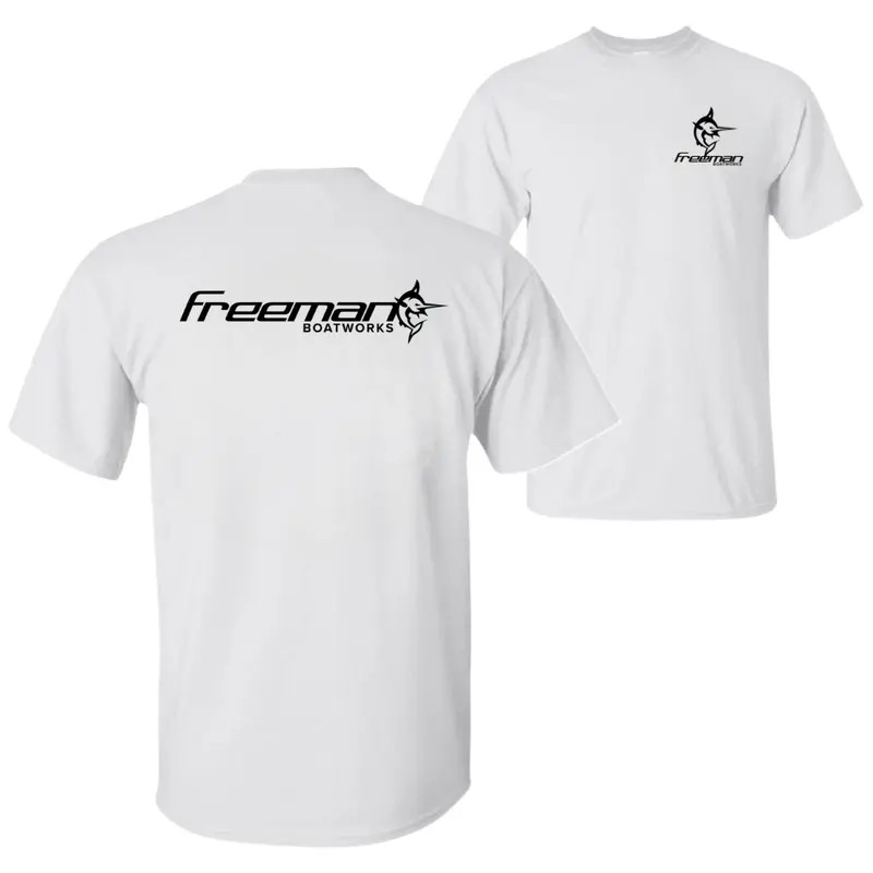 Freeman Boatworks T-Shirt, Catamaran Fishing Boat Graphic Tee Fishing Enthusiast