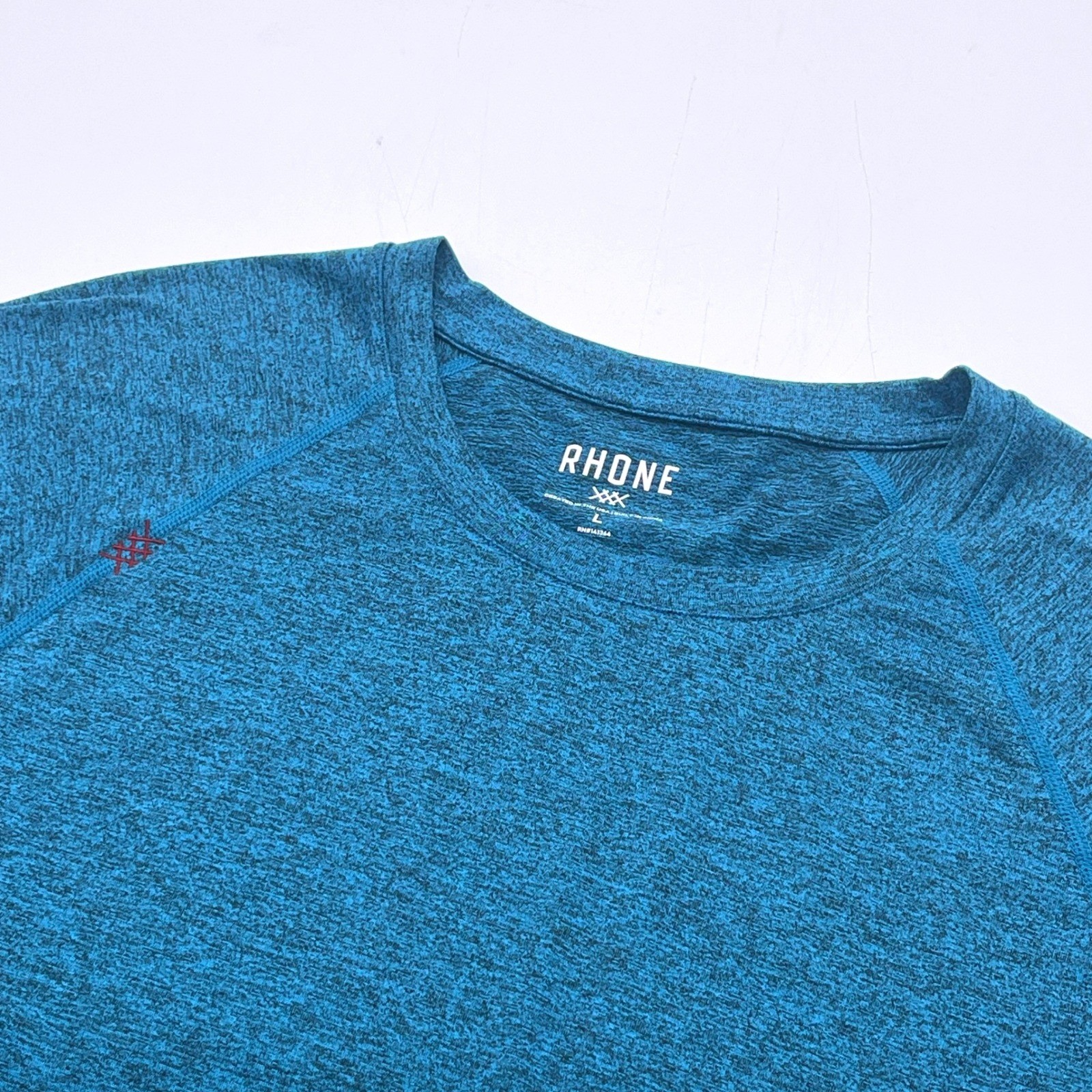 Rhone Reign Mens Blue Heather Short Sleeve Training Tee Shirt Large 100184