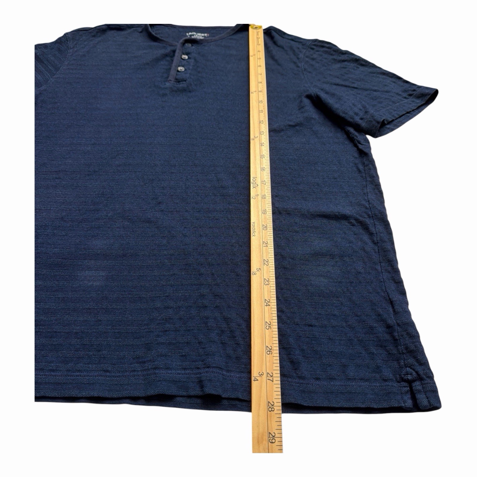 UNTUCKit Henley Shirt Mens Large Indigo Wash Striped Textured Casual 100% Cotton