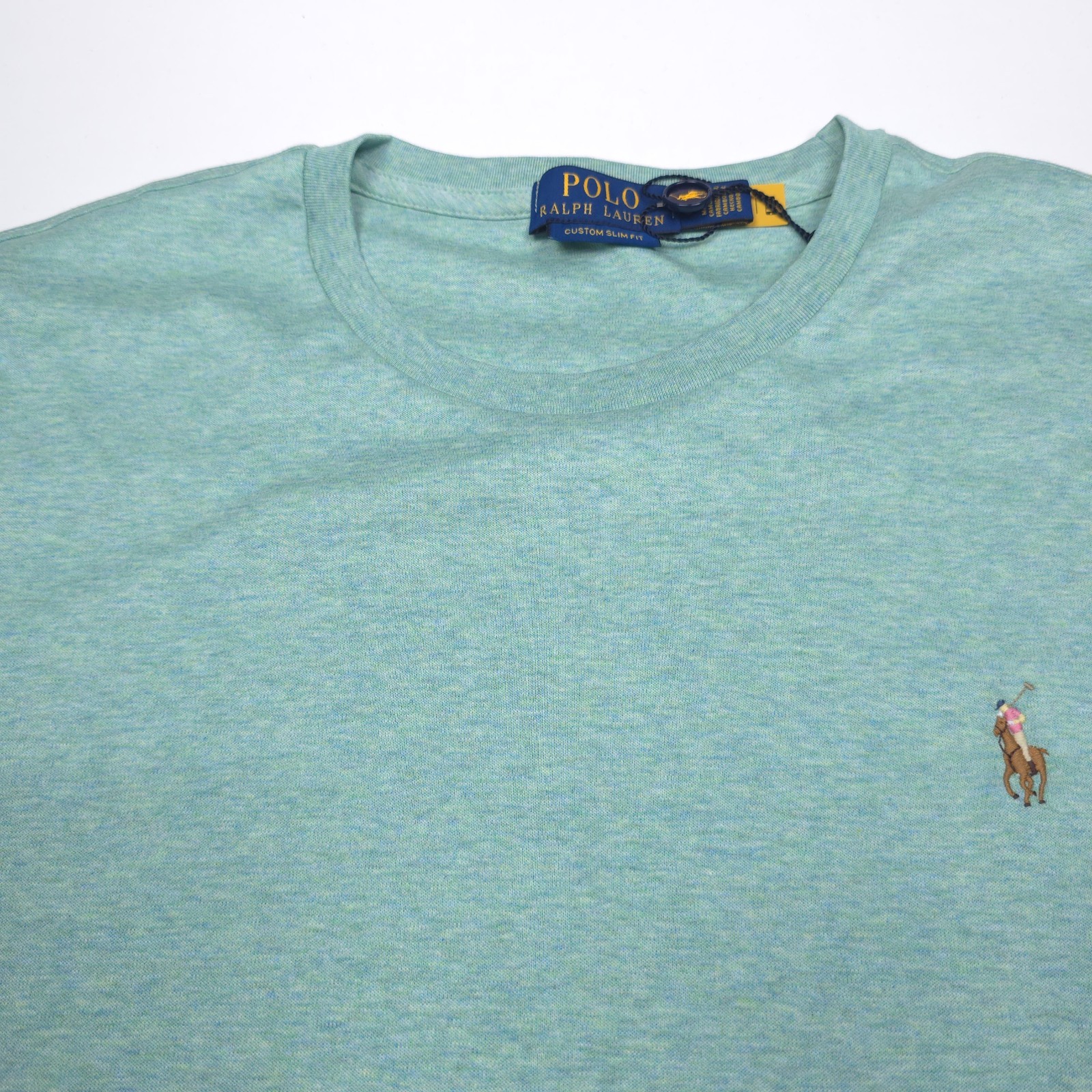 Polo Ralph Lauren Soft Cotton T-Shirt Mens 2XL XXL Custom Slim Celadon Heather