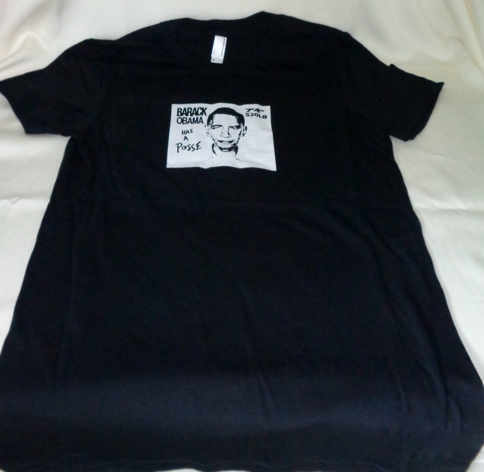 American Apparel crew neck t-shirts; Black w/ “Barack Obama has a Posse” graphic