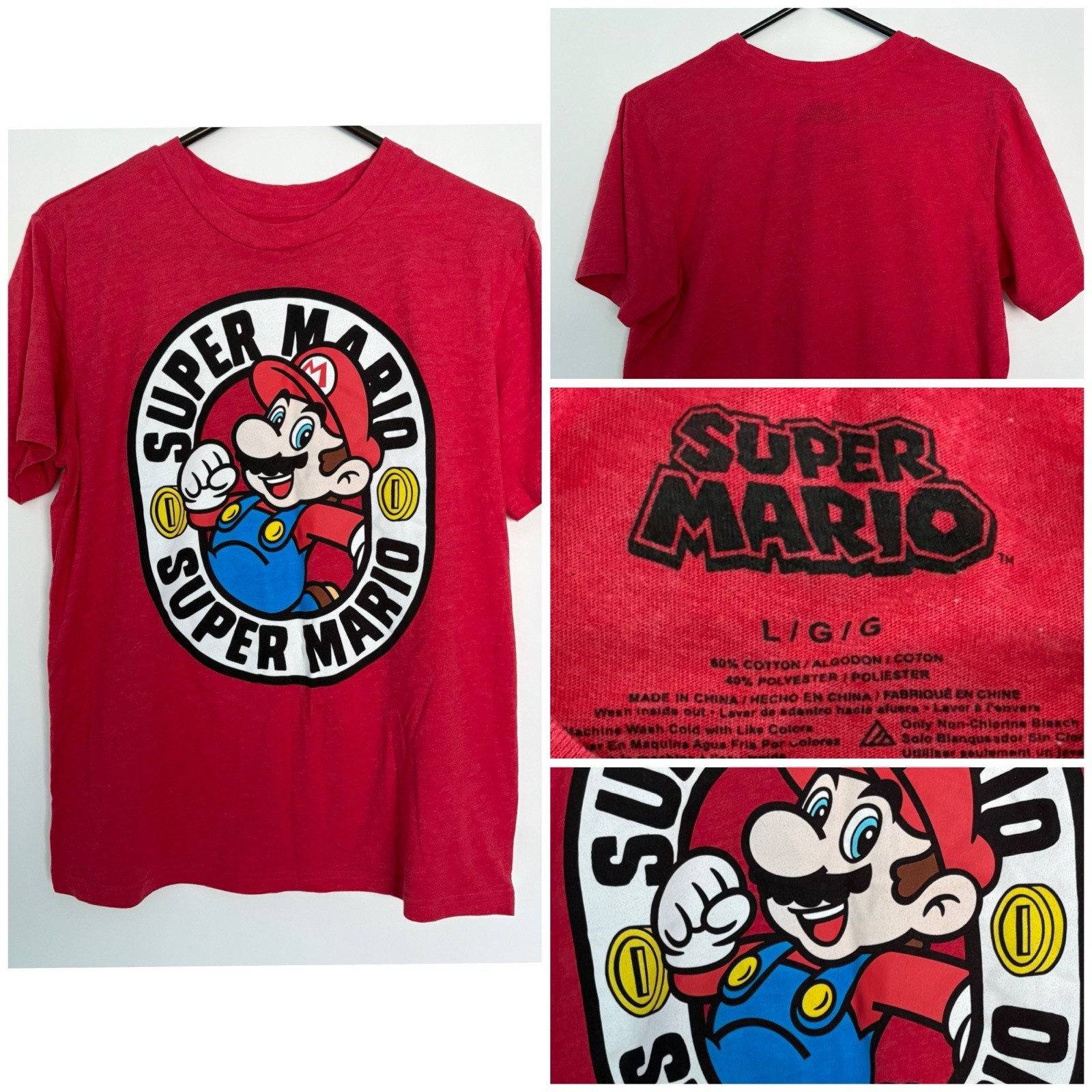 New Nintendo Red Super Mario With Coins T-Shirt Size M