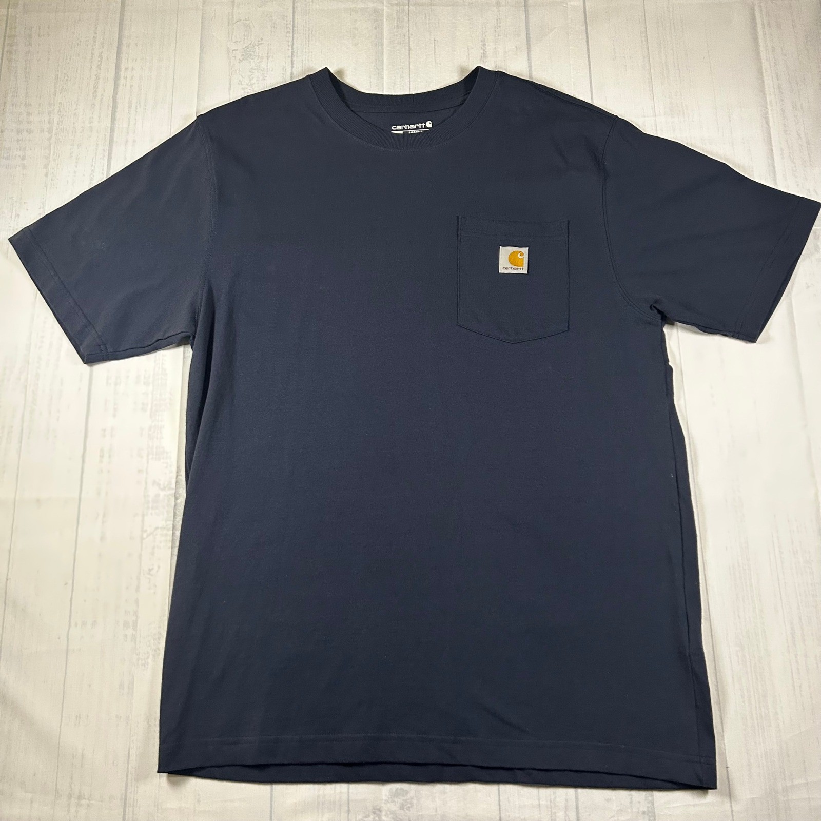 Carhartt K87 Mens Navy Blue Short Sleeve Pocket T-Shirt Loose Fit Cotton Size M