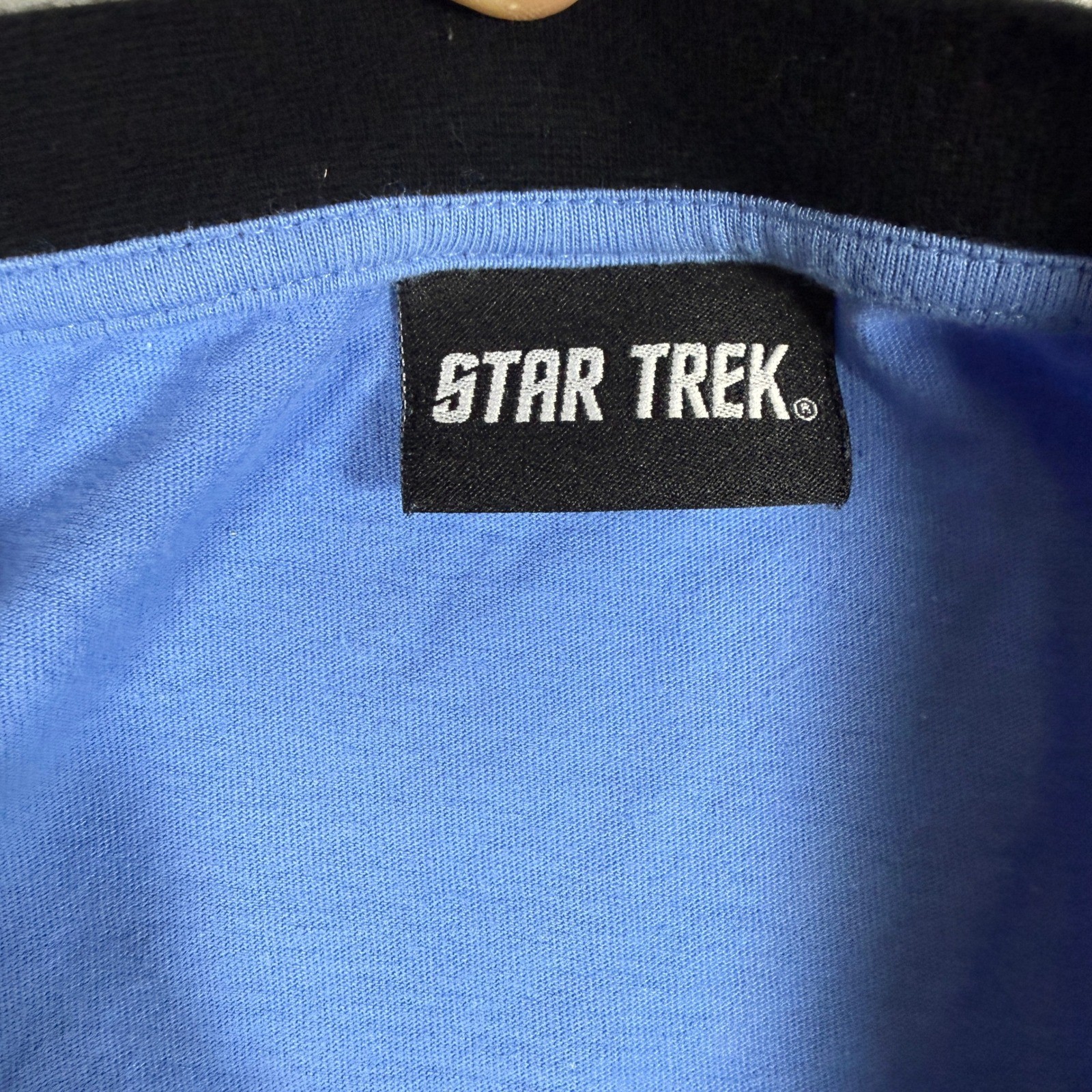 Star Trek T-Shirt Mens L Blue Long Sleeve Cotton Science Officer Uniform Cosplay