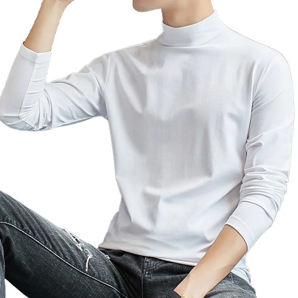 Mens Casual Half Turtleneck Long Sleeve Pullover Activewear T Shirt Tops