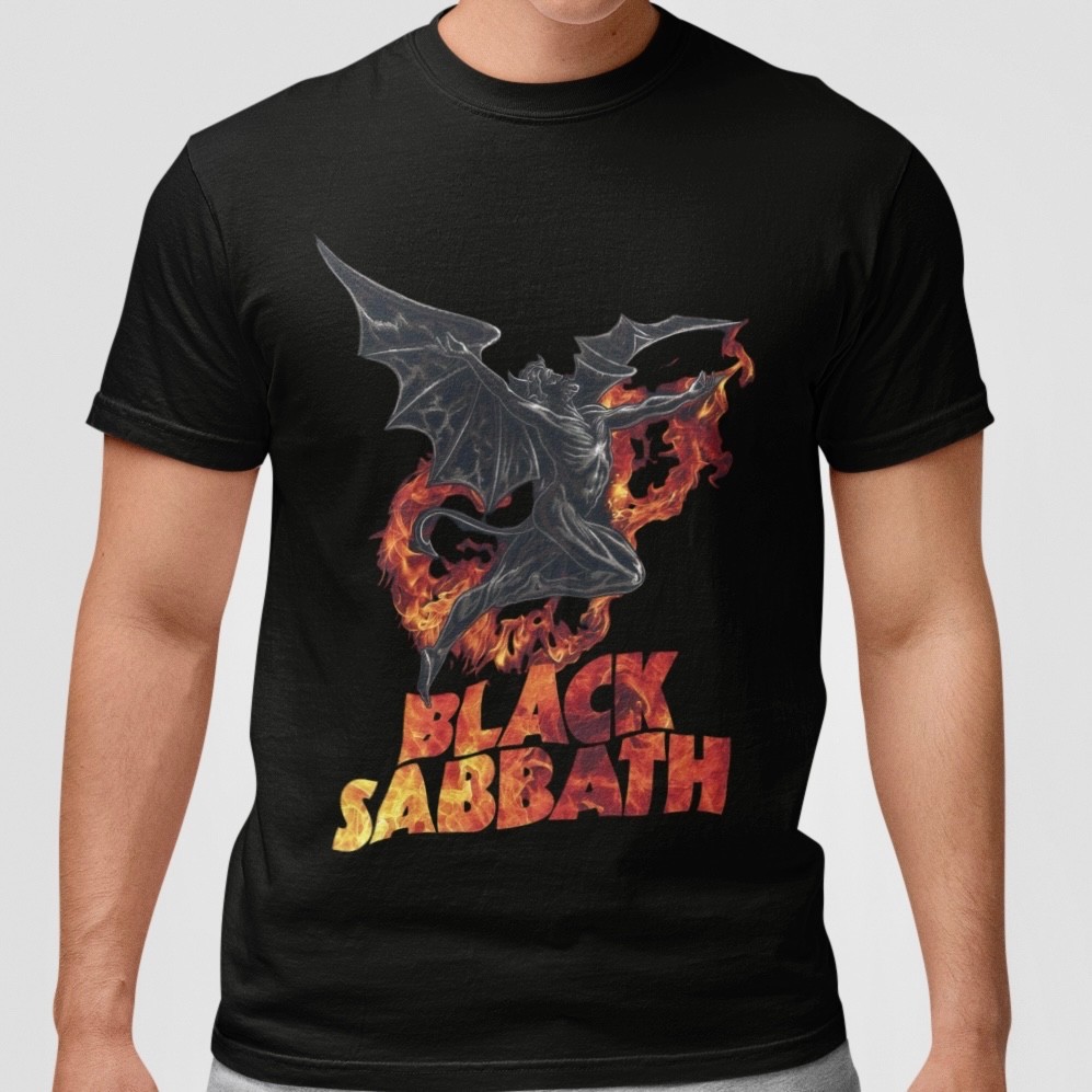Black Sabbath Band Tee Vintage Devil Demon Fire Graphic Rock Metal Shirt Unisex