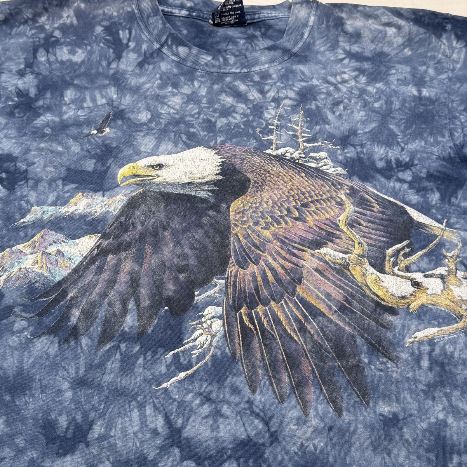 Vintage Polar Graphics Shirt Mens Large Blue Tie Dye Bald Eagle Graphic Wildlife