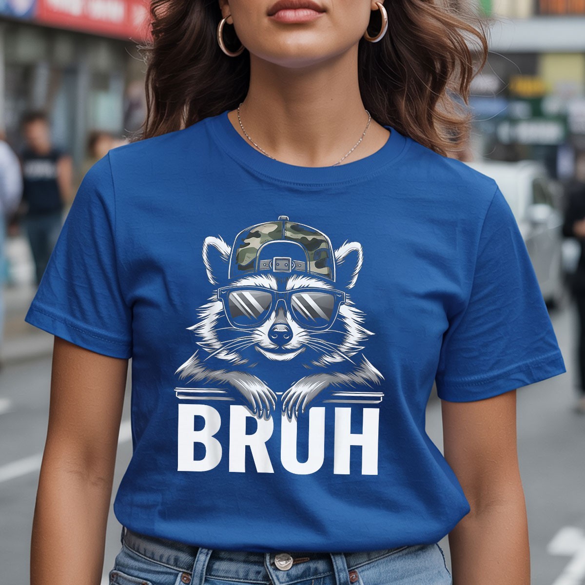 Bruh Raccoon Camo Hat T-Shirt Funny Raccoon Meme Shirt Youth Trash Racoon Tee