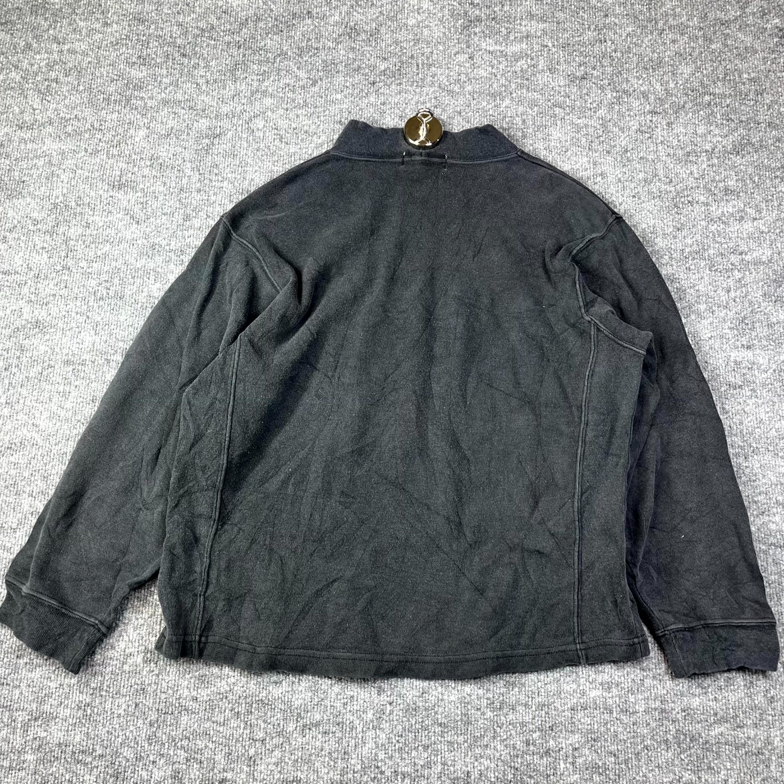 Studio Serie New York Shirt Mens Large Black Cotton Mock Neck Relaxed Flatlock
