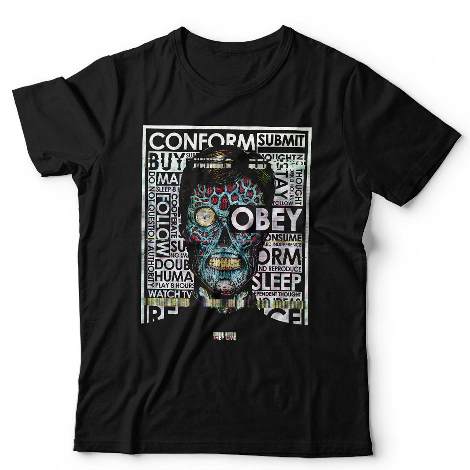 They Live Glitch Tshirt Unisex Retro Vintage 80s Movie Horror Sci Fi