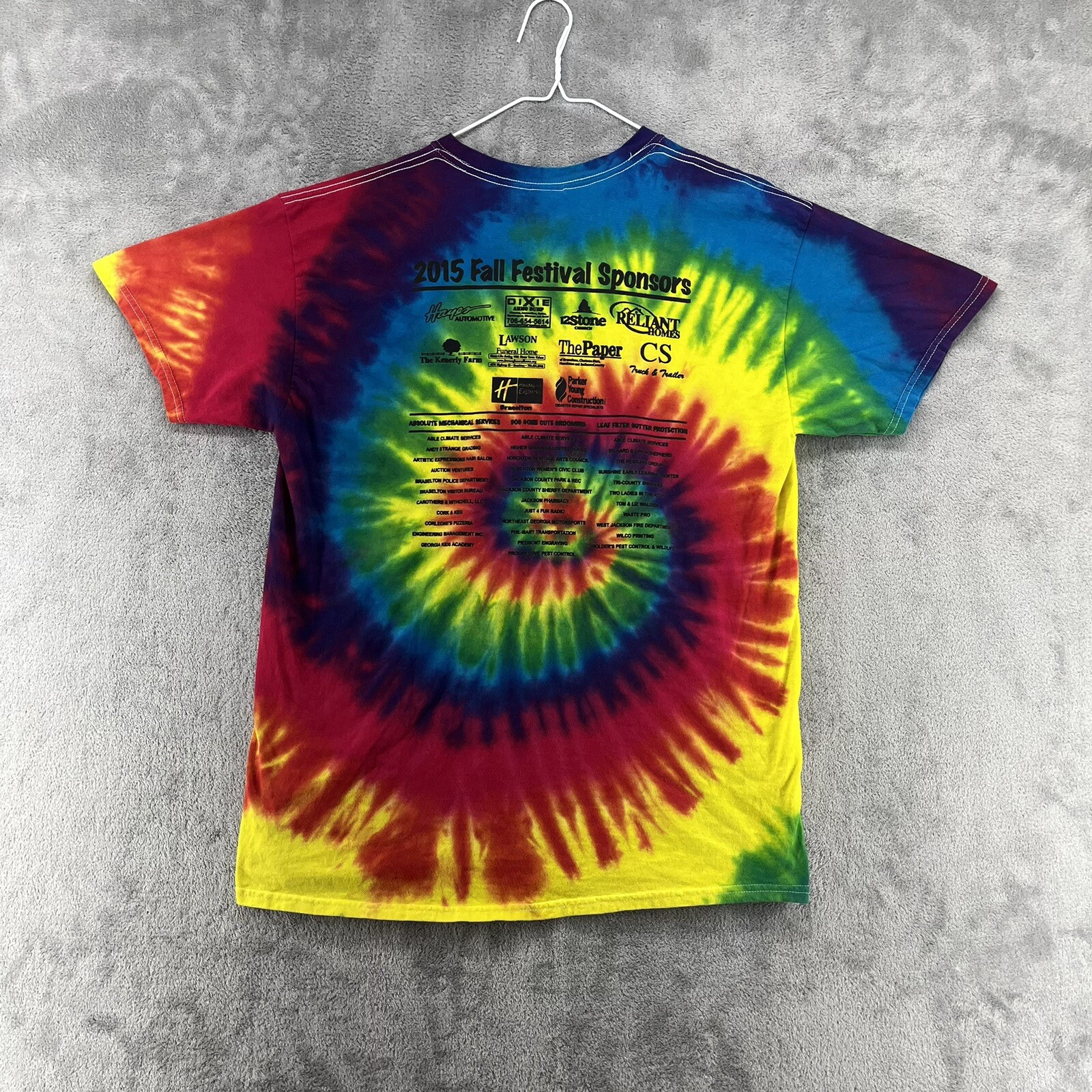 Hoschton Fall Festival Shirt Mens Large Multicolor Tie-Dye Hippy Hipster Retro