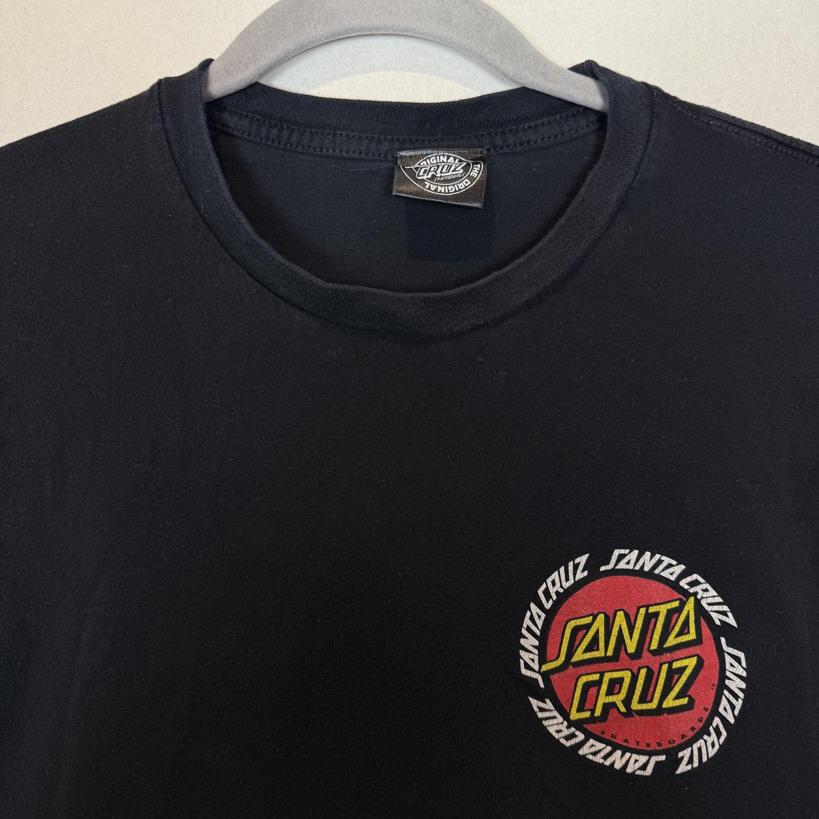 Santa Cruz Shirt Mens Medium Black Classic Dot Skateboard Graphic Logo Tee
