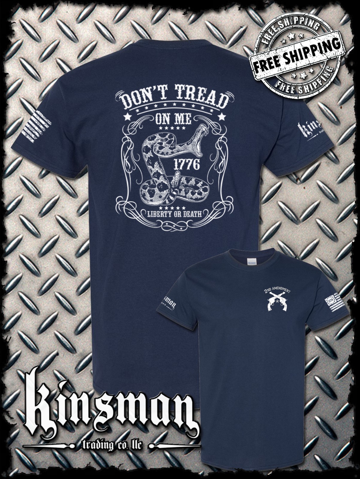 Don’t Tread on Me Snake Liberty or Death 1776 T-Shirt Pro Gun 2nd Amendment USA