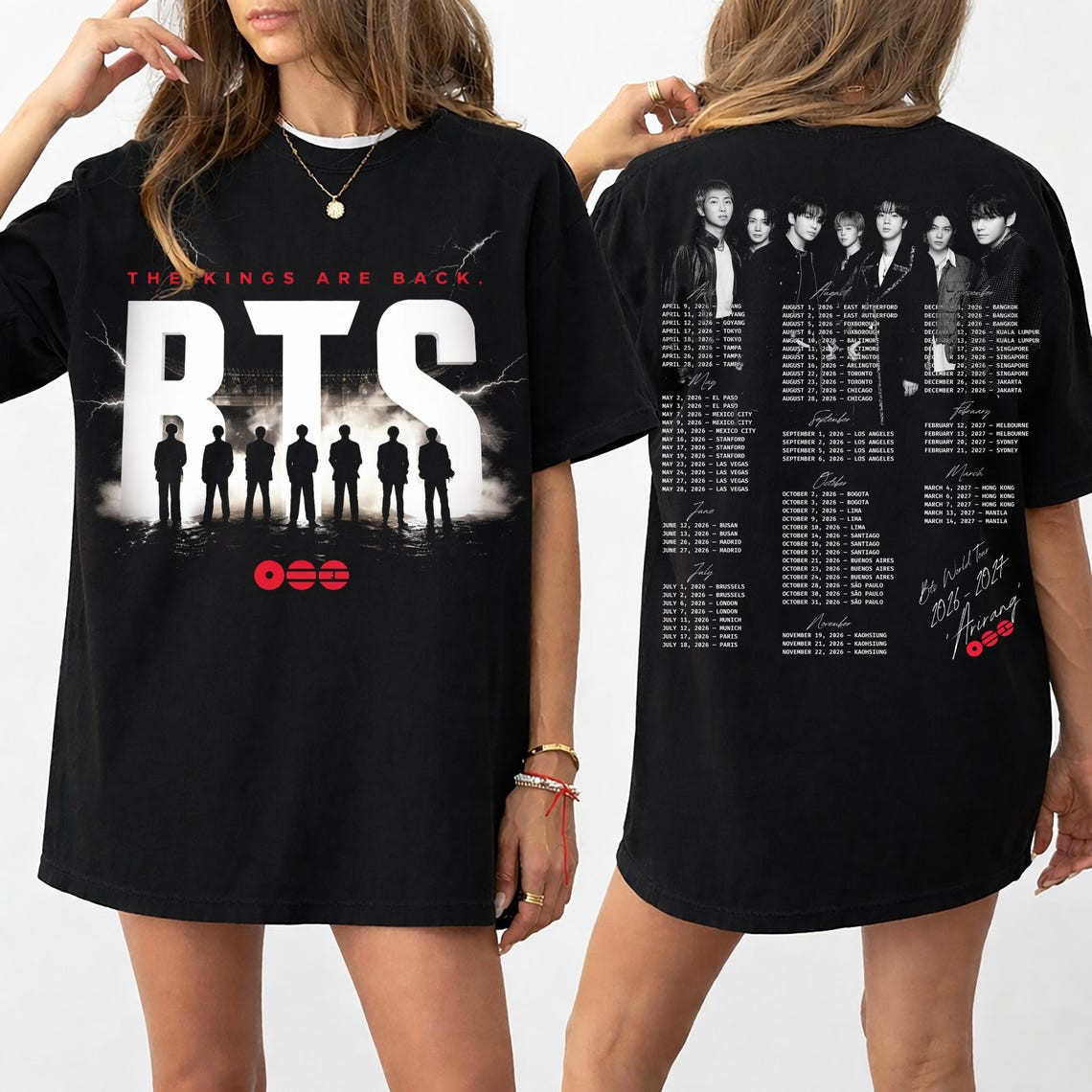 BTS World Tour 2026 Concert Tour Dates K-Pop Graphic T-Shirt