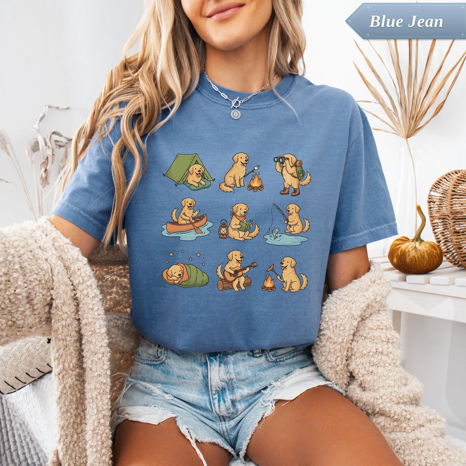 Golden Retriever Camping Shirt, Nature Lover Gift, Dog Mom Gift T-Shirt