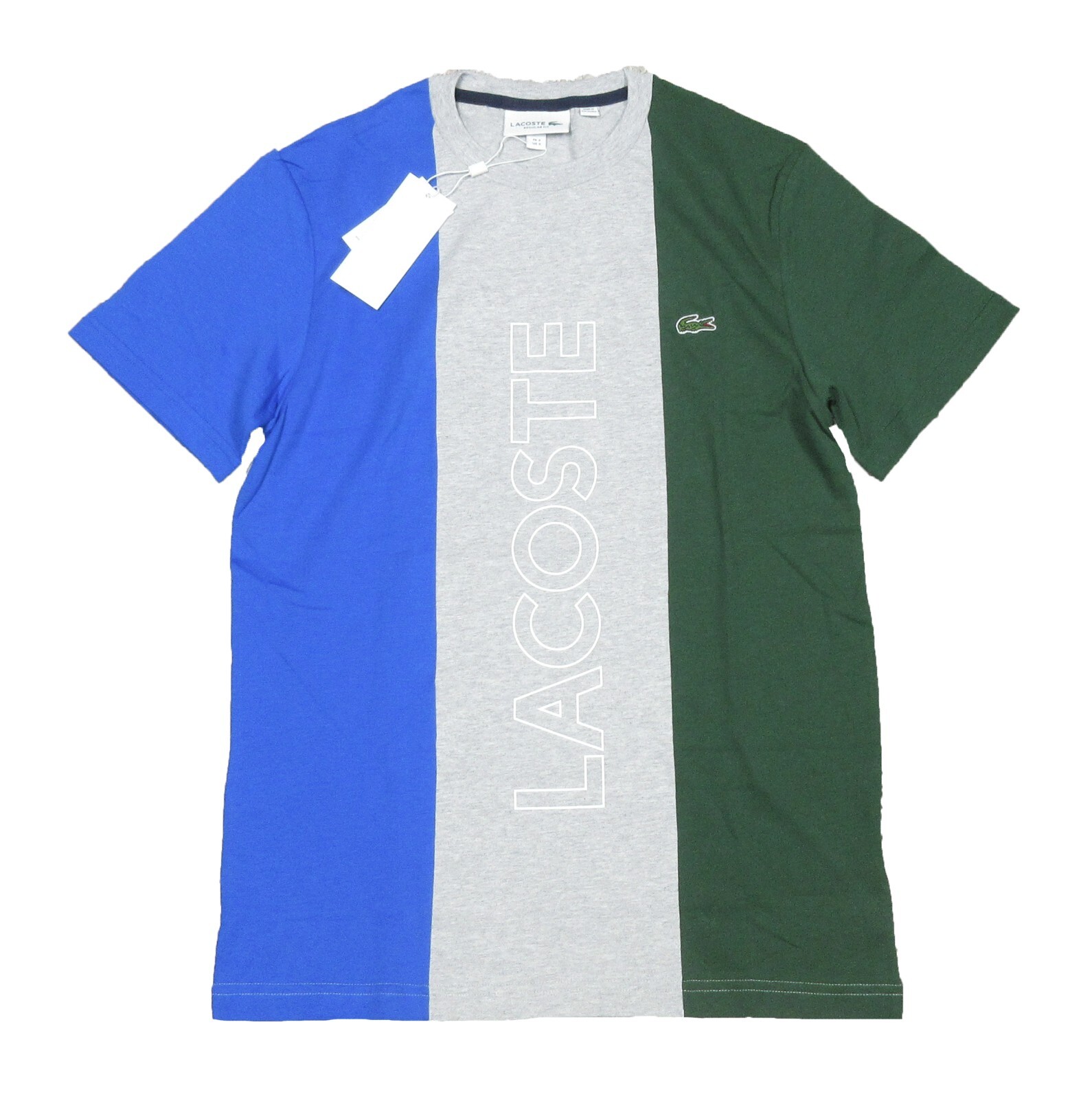 Lacoste Men’s Grey Chine Logo Graphic Print Regular Fit Crew-Neck T-Shirt