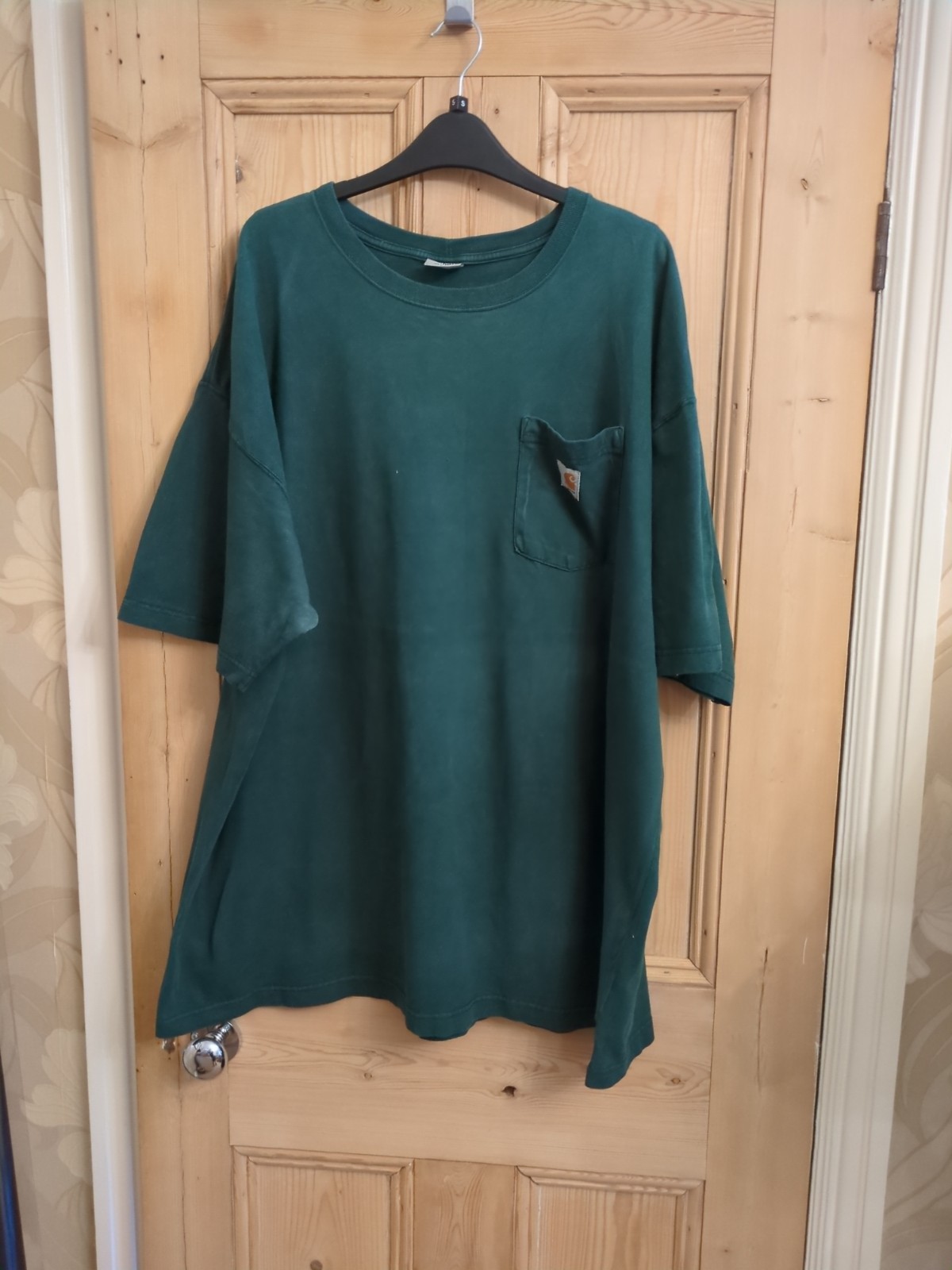 Carhartt Pocket T Shirt Distressed Green Size 2XL Cotton Fade