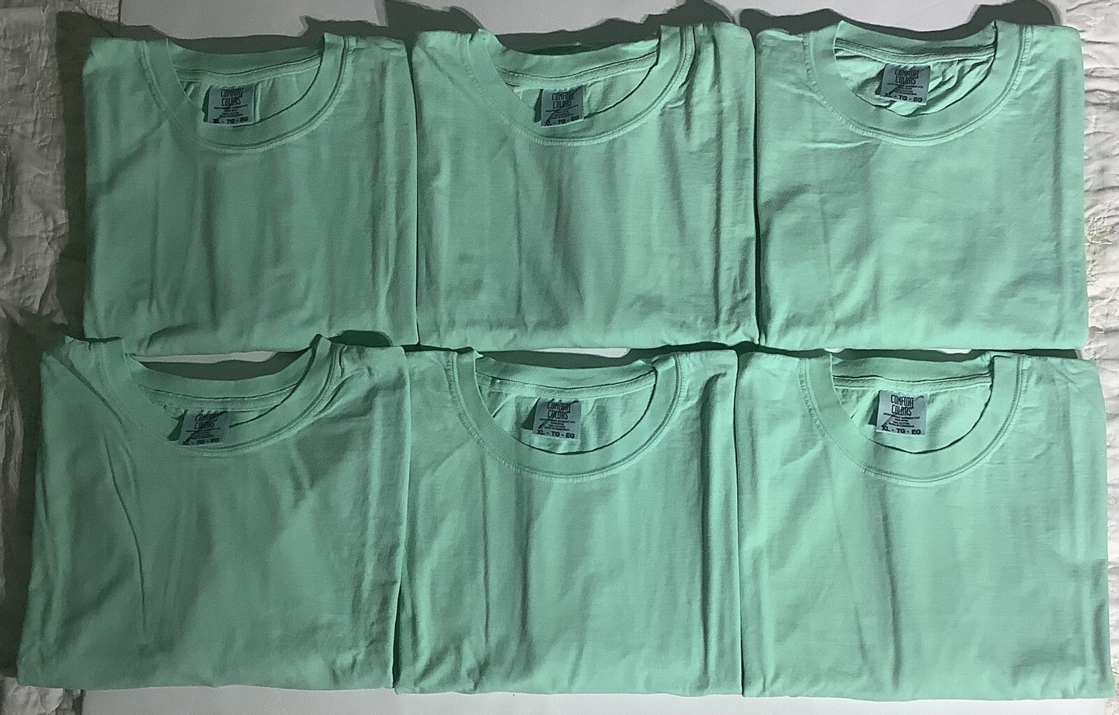 (6 Pieces) Size XL,Comfort Color T Shirt Heavyweight Ring Spun Mint Green.