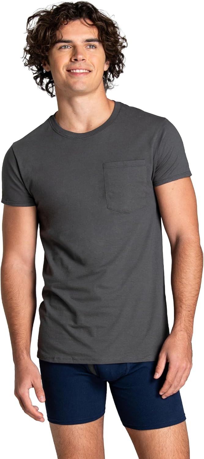 Fruit of the Loom Men’s Pocket Tee Large, Colors May Vary – 6 Pack –