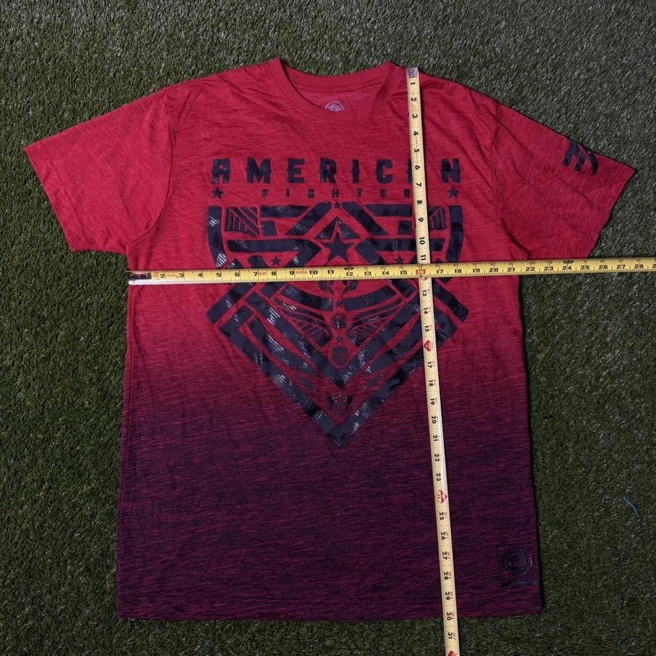 American Fighter Men’s Red To Black Ombré Gradient Graphic T-Shirt Size XL