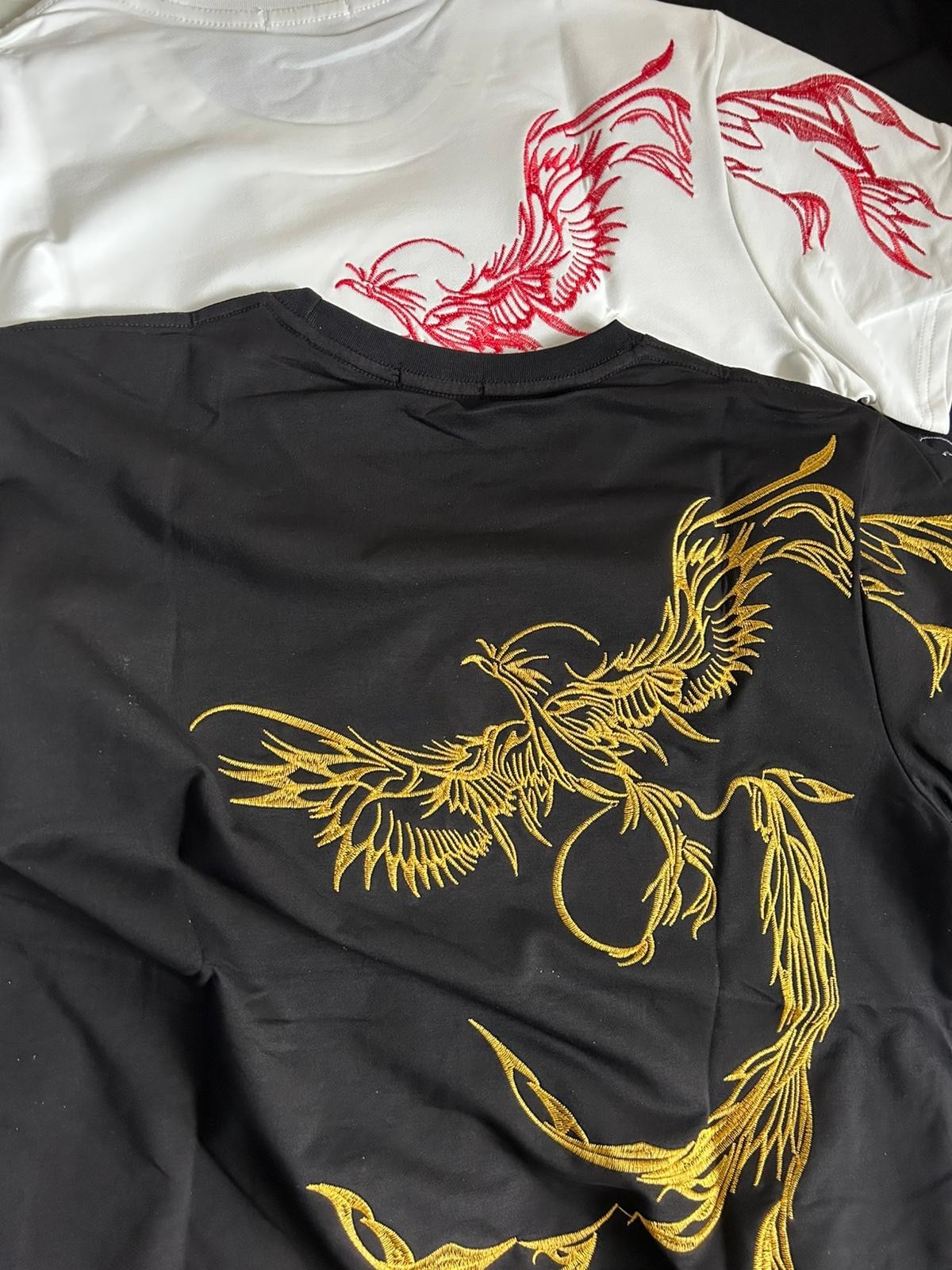 Men’s Premium Phoenix Embroidery Cotton T-Shirt Slim Fit Short Sleeve Tee