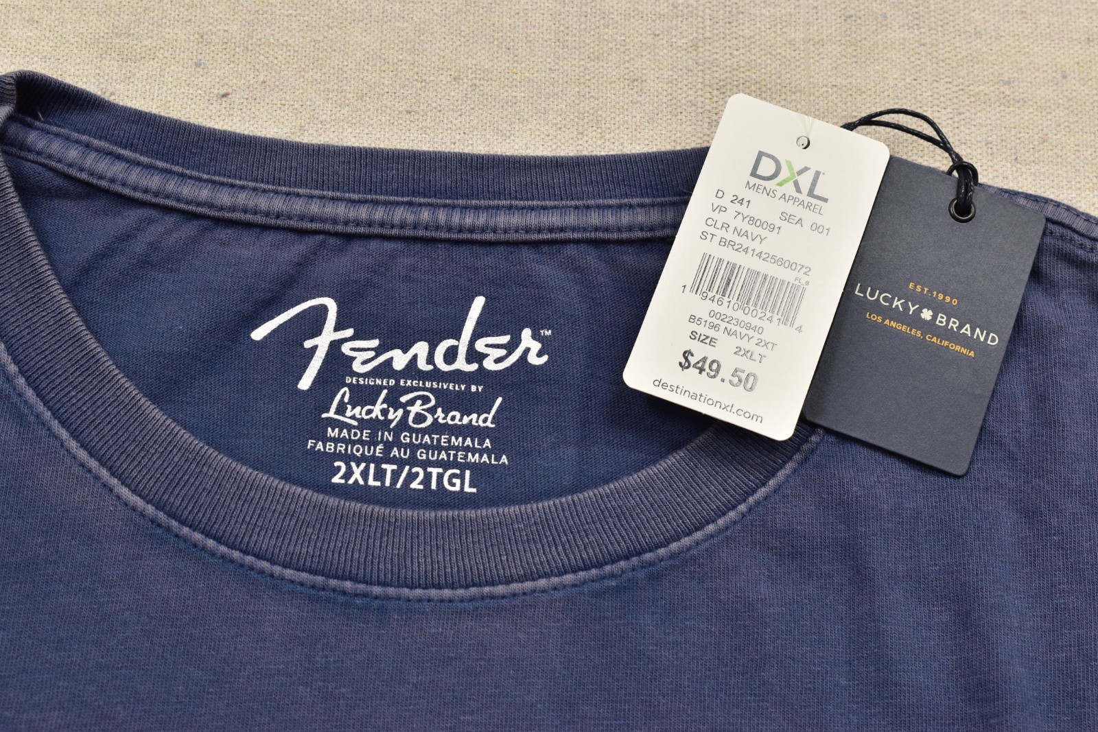 Lucky Brand Men’s Fender Electric Sunset Blue Short Sleeve Crew Neck Sz 2XLT NEW