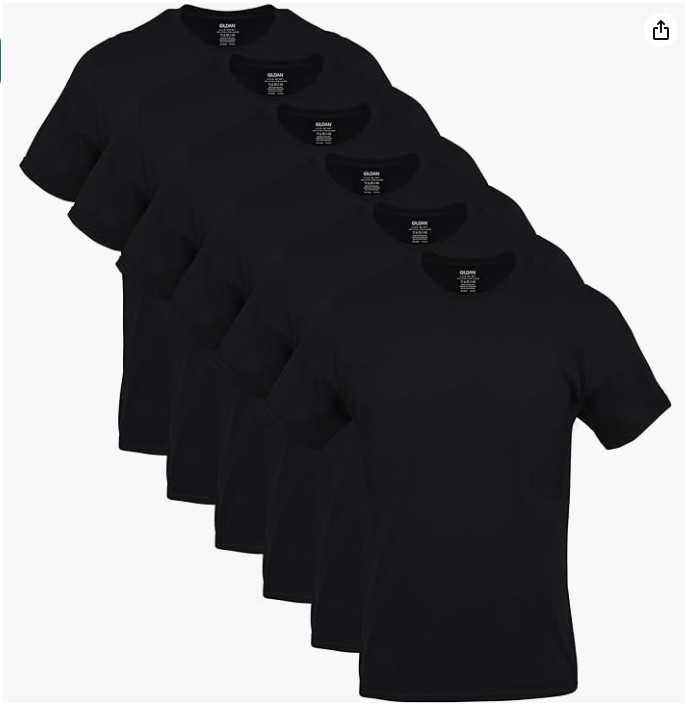 Gildan Men’s Crew T-Shirts, Multipack, Style G1100, Black 100% Cotton Size XX-L