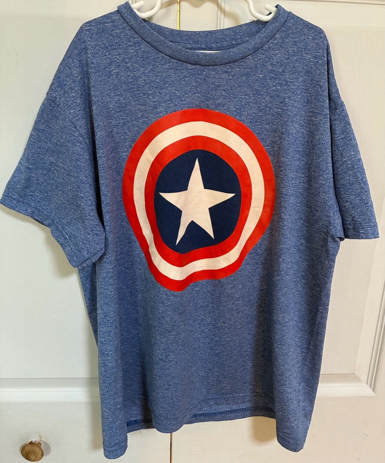 Marvel Captain America Shield Heather Blue Graphic T-Shirt